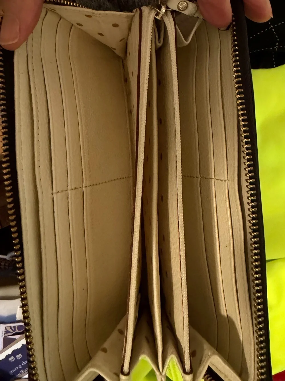 Kate Spade Black Textured Leather Logo Wallet with Gold Accents